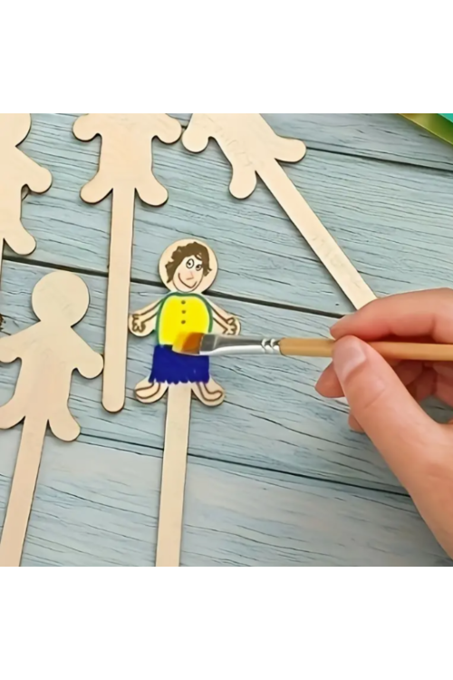 Drewniana Zakładka 13 cm w Kształcie Postaci – Zestaw 15 sztuk DIY Decoupage Prace Plastyczne