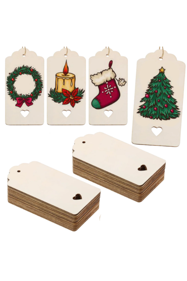 Drewniana Zawieszka z Motywem Serca 9 cm – Zestaw 15 sztuk Dekoracje Prezenty DIY Decoupage