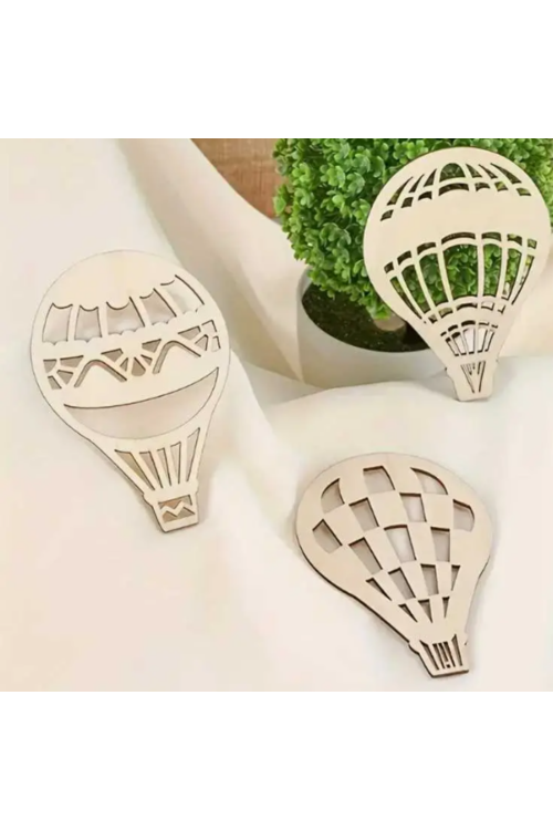 Drewniane Balony – Zestaw 12 sztuk (6 wzorów) Dekoracje Zawieszki DIY