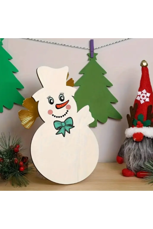 Drewniany Bałwan 12×8 cm – Zestaw 10 sztuk Dekoracje Świąteczne Malowanie Rękodzieło DIY
