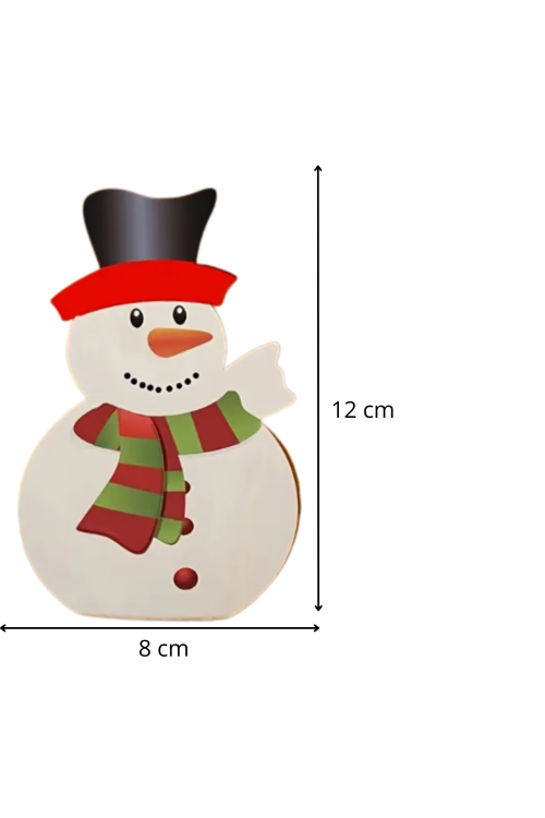 Drewniany Bałwan 12×8 cm – Zestaw 10 sztuk Dekoracje Świąteczne Malowanie Rękodzieło DIY