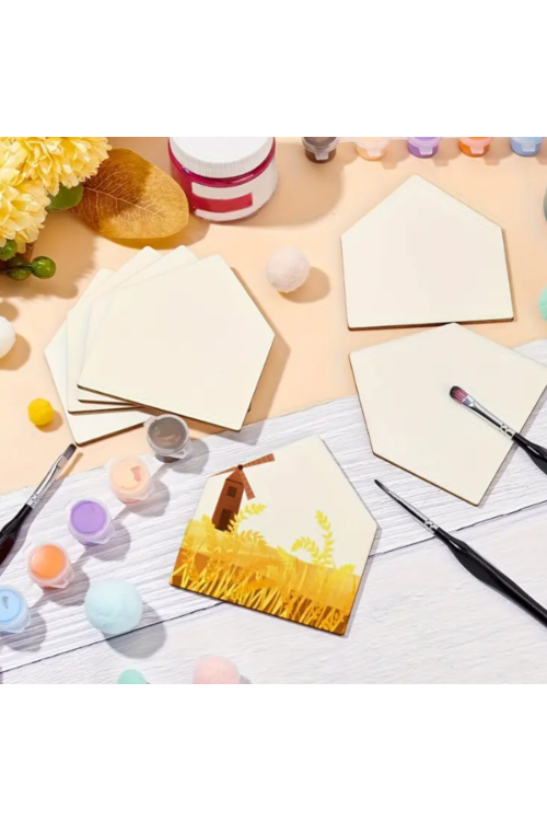 Drewniane Bazy Dom ze sklejki 10×9 cm – Zestaw 15 sztuk Dekoracje DIY Decoupage Rękodzieło