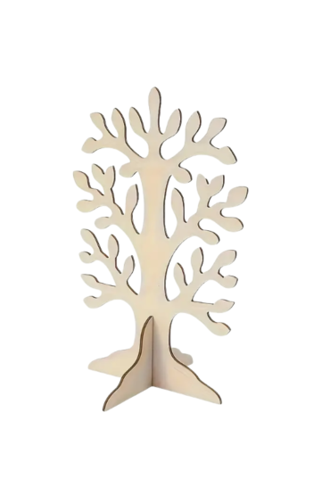 Drewniane Drzewko 3D 10 cm – zestaw 5 sztuk stojących dekoracji DIY