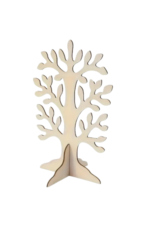 Drewniane Drzewko 3D 10 cm – zestaw 5 sztuk stojących dekoracji DIY