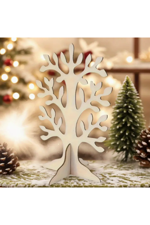 Drewniane Drzewko 3D 10 cm – zestaw 5 sztuk stojących dekoracji DIY