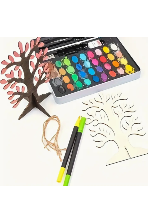 Drewniane Drzewko 3D 10 cm – zestaw 5 sztuk stojących dekoracji DIY