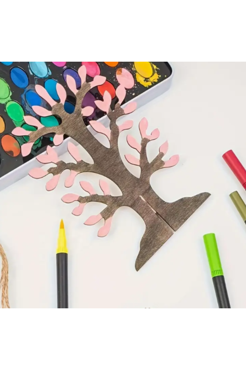 Drewniane Drzewko 3D 10 cm – zestaw 5 sztuk stojących dekoracji DIY