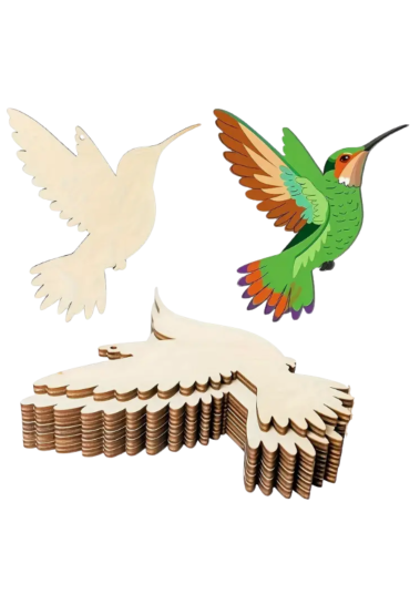 Koliber Drewniany 15cm Dekoracja DIY Decoupage Zawieszka Zestaw 10 sztuk