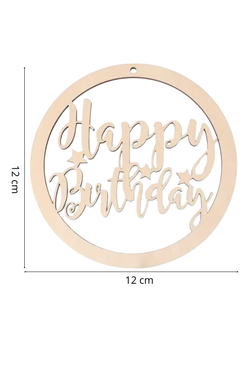 Drewniana Zawieszka „Happy Birthday” 12 cm Zestaw 5 sztuk Dekoracje Urodzinowe