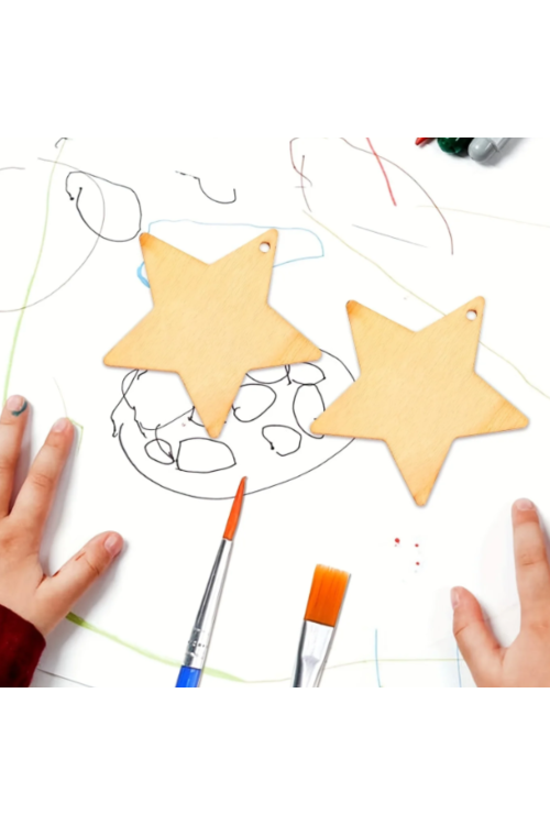 Drewniane Gwiazdki 5 cm Zestaw 50 sztuk Ozdoby Dekoracje Bożonarodzeniowe DIY