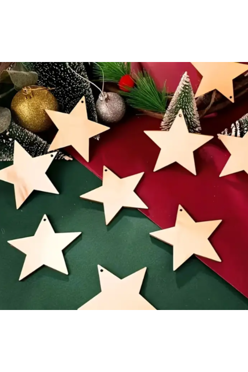 Drewniane Gwiazdki 8 cm Zestaw 20 sztuk Ozdoby Dekoracje Bożonarodzeniowe DIY