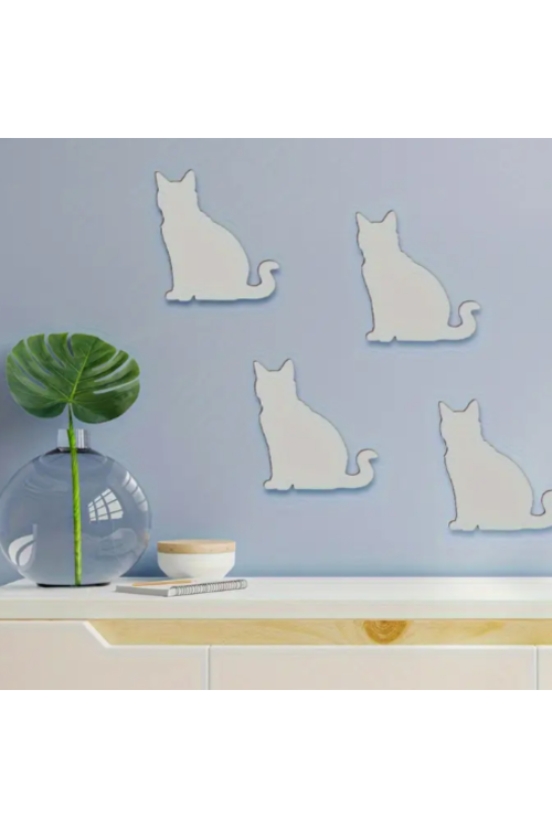 Duży Drewniany Kot 16 cm Zestaw 10 sztuk Dekoracje DIY Rękodzieło Decoupage