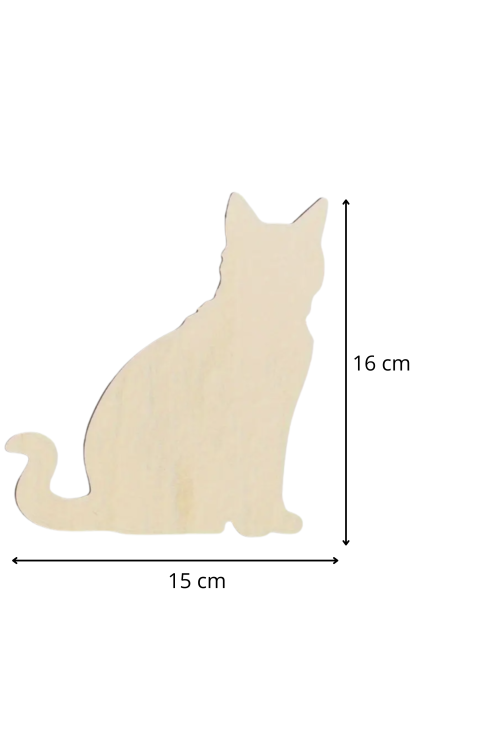 Duży Drewniany Kot 16 cm Zestaw 10 sztuk Dekoracje DIY Rękodzieło Decoupage