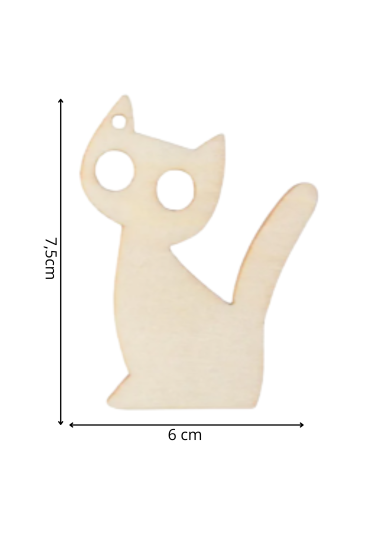 Drewniany Kot 7,5×6 cm Zestaw 15 sztuk Zawieszki Ozdoby Projekty DIY Rękodzieło