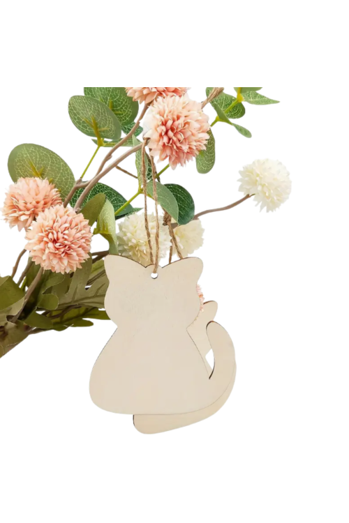 Drewniana Zawieszka Kot 10×9 cm Zestaw 10 sztuk Dekoracje DIY Rękodzieło