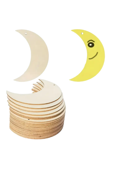 Zestaw 20 Drewnianych Księżyców 10 cm  Ozdoby do Malowania Decoupage i Projektów DIY