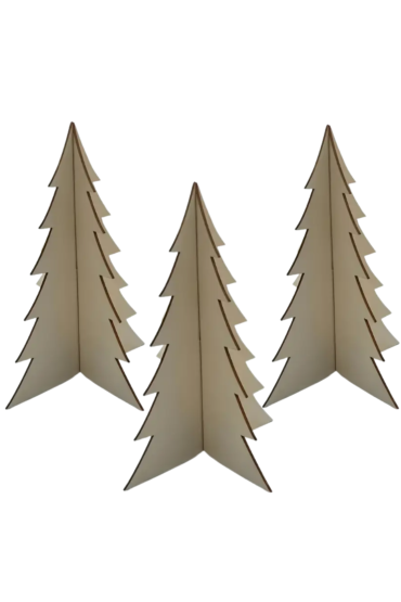 Drewniane Choinki 3D 15 cm Zestaw 5 sztuk – Dekoracje Świąteczne Boże Narodzenie