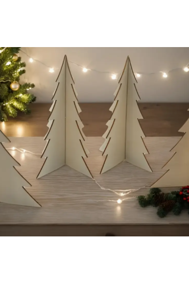 Drewniane Choinki 3D 15 cm Zestaw 5 sztuk – Dekoracje Świąteczne Boże Narodzenie