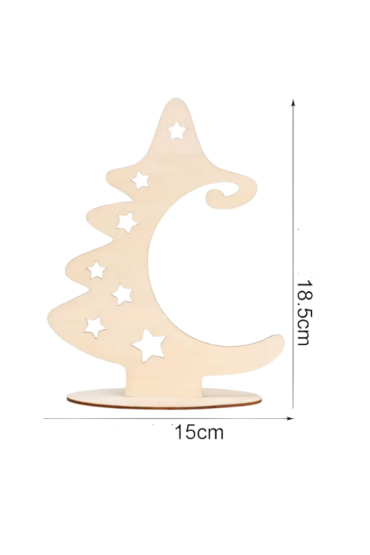 Drewniana Choinka ze Stojakiem 18 cm – Zestaw 5 sztuk Dekoracje Świąteczne DIY