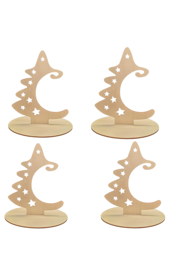 Drewniana Choinka ze Stojakiem 18 cm – Zestaw 5 sztuk Dekoracje Świąteczne DIY