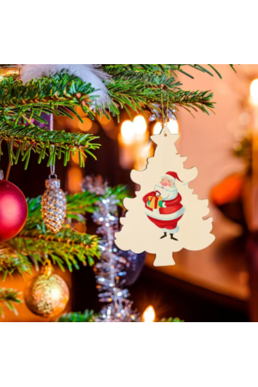 Drewniana Choinka 17×13 cm Zestaw 10 sztuk Ozdoby Świąteczne DIY Decoupage