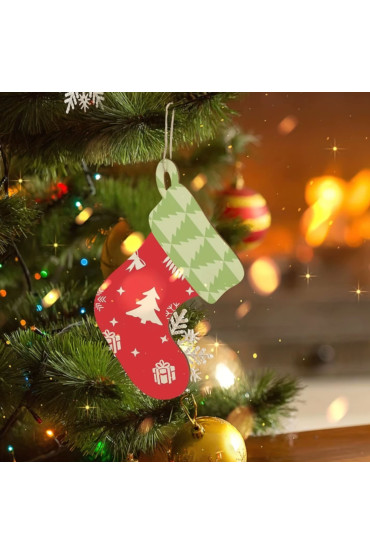 Drewniana Skarpeta Świąteczna 17 cm – Zestaw 5 sztuk Dekoracje Boże Narodzenie