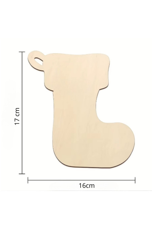 Drewniana Skarpeta Świąteczna 17 cm – Zestaw 5 sztuk Dekoracje Boże Narodzenie