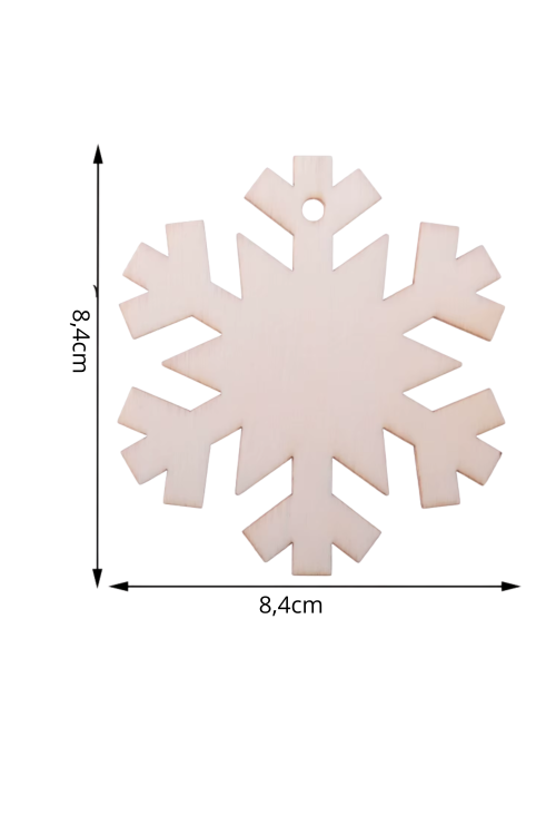 Drewniana Zawieszka Płatek Śniegu 8 cm – Zestaw 10 sztuk Ozdoby Choinkowe Święta