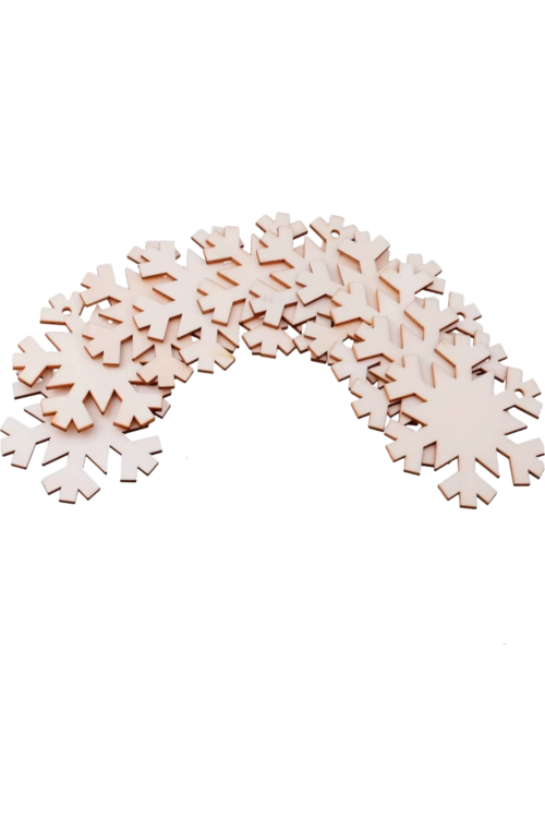 Drewniana Zawieszka Płatek Śniegu 8 cm – Zestaw 10 sztuk Ozdoby Choinkowe Święta