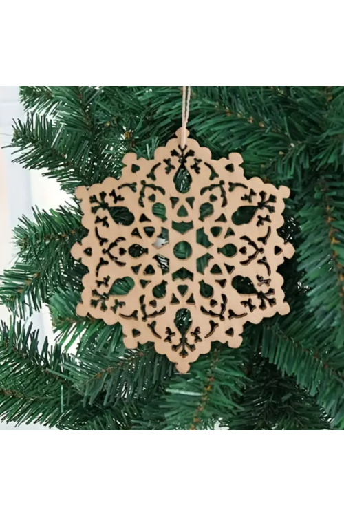 Drewniany Płatek Śniegu 8 cm – Zestaw 10 sztuk Ozdoby Choinkowe Święta DIY