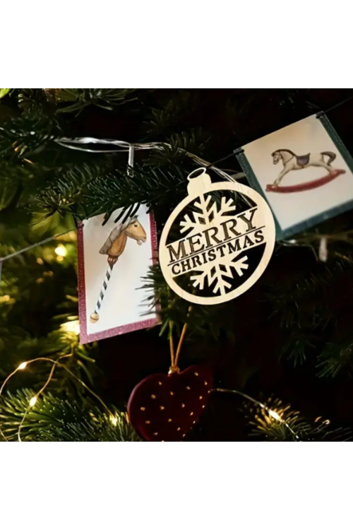 Drewniana Bombka Merry Christmas – Zestaw 10 sztuk Dekoracje Choinkowe Święta