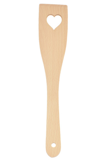 Heart-Shaped 28cm Wooden Beech Kitchen Spatula - Manufacturer's Excellence