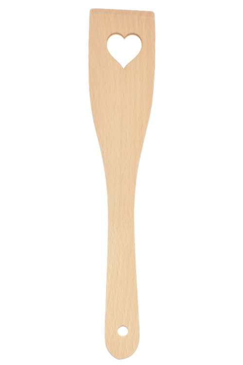 Heart-Shaped 28cm Wooden Beech Kitchen Spatula - Manufacturer's Excellence
