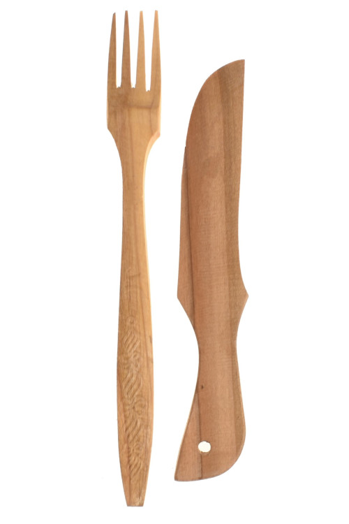 Premium Cherry Wood Knife and Fork Set - Perfect for Your Kitchen!